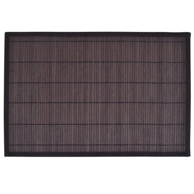 6 Placemats bamboe 30 x 45 cm donkerbruin