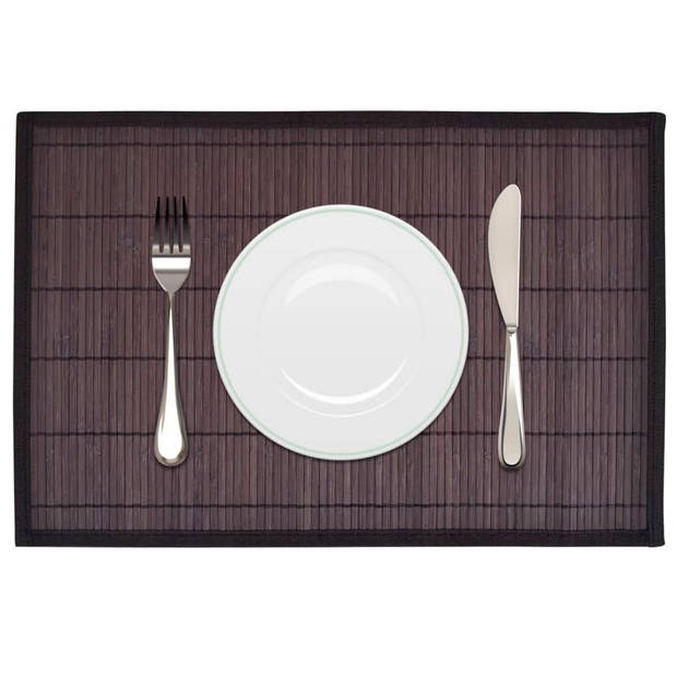 The Living Store Bamboe Placemat - Donkerbruin - 30 x 45 cm - Anti-slip