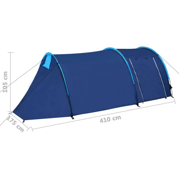The Living Store Tent 4-Persoons - Marineblauw/Lichtblauw - 395x180x110cm