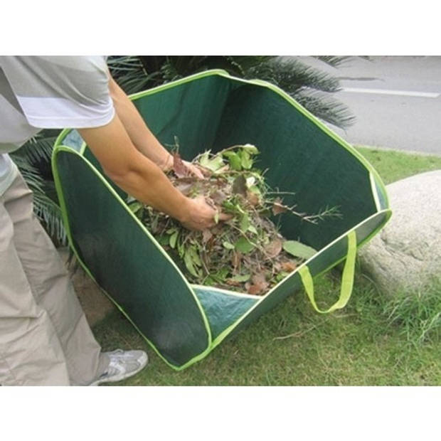 Groene tuinafvalzak opvouwbaar 290 liter met een setje bladharken/tuinafval grijpers - Tuinafvalzak