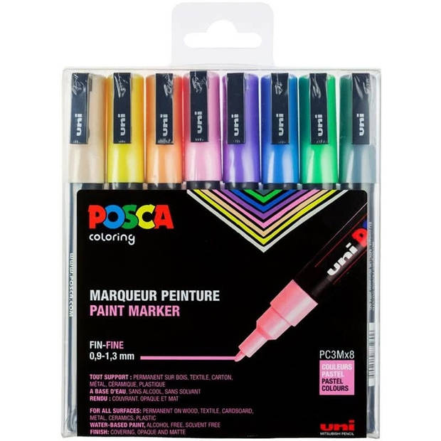 Uni posca stiften pastel colors pc3m 0.9-1.3 mm lijn
