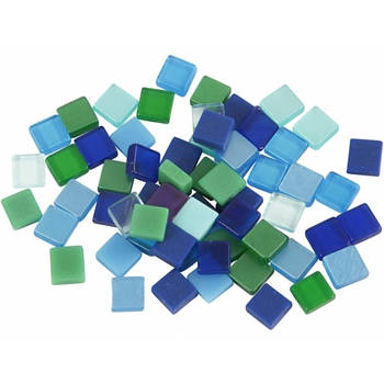 2x zakjes van 395x stuks Mozaiek tegels kunsthars groen/blauw 5 x 5 mm - Mozaiektegel