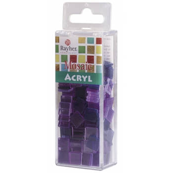 205x stuks Acryl mozaieken maken steentjes violet paars 1 x 1 cm - Mozaiektegel