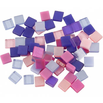 50 gram Mozaiek tegels kunsthars paars/roze 5 x 5 mm - Mozaiektegel