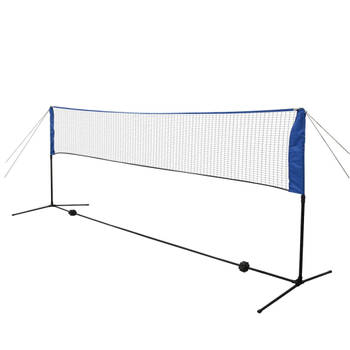 The Living Store Badminton Net en Frame - Recreatieve Badminton Set - 300 x 72 cm - Verstelbaar Frame - Inclusief