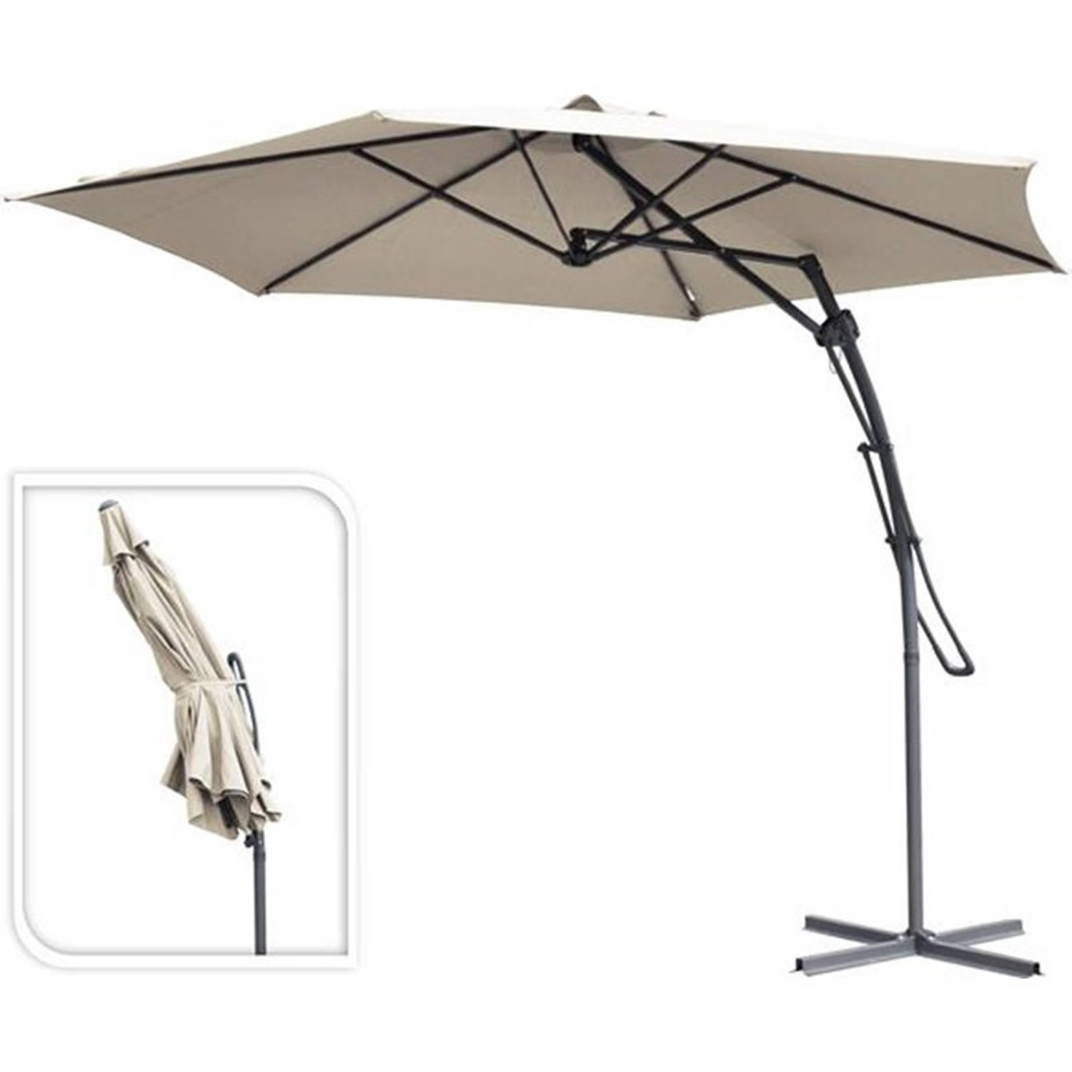 Bloeien Als reactie op de Voorman Hangparasol push up taupe parasols | Blokker