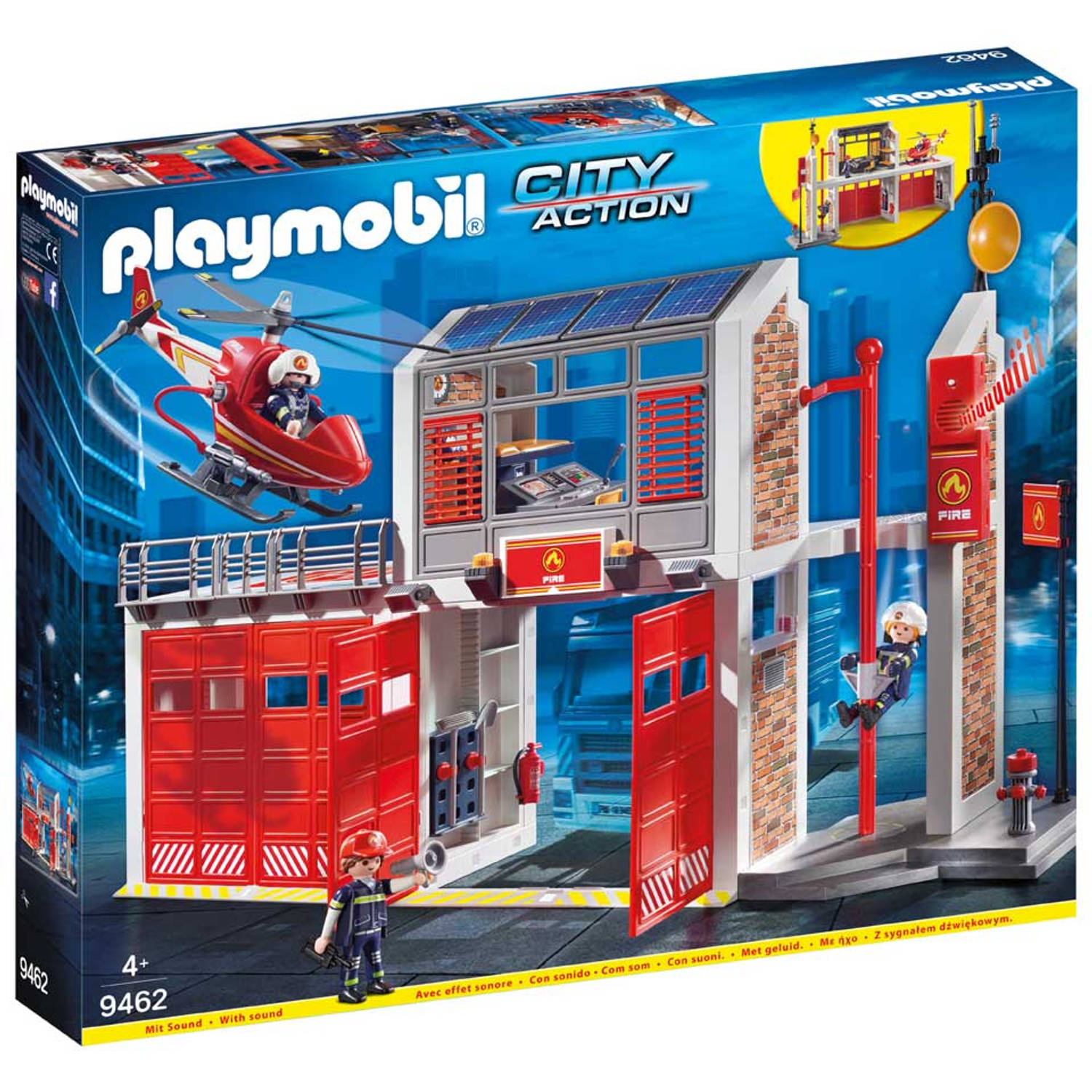 PLAYMOBIL City Action Grote brandweerkazerne met helicopter - 9462