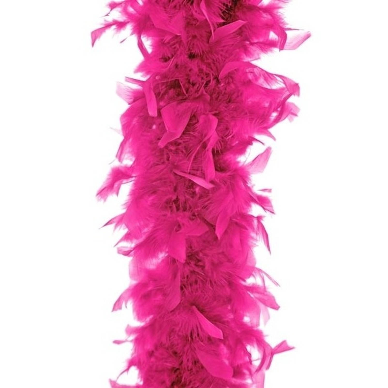 Atosa Boa kerstslinger met veren - fuchsia roze - 180 cm - 45 gram - Kerstslingers