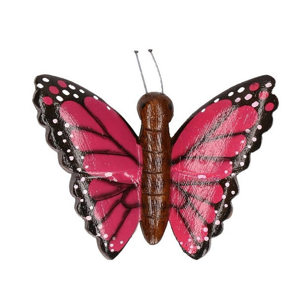 Houten magneet in de vorm van een roze vlinder - Magneten