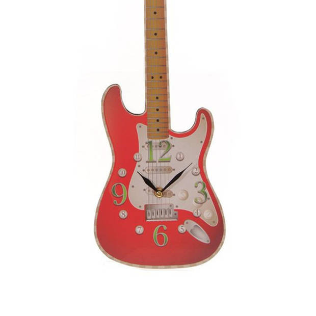 Klok Elektrisch gitaar - rood - 50 cm - stratocaster - Wandklokken