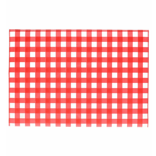 Bellatio design Placemats - 6x - rood/wit geblokt - Oktoberfest -43cm - Placemats