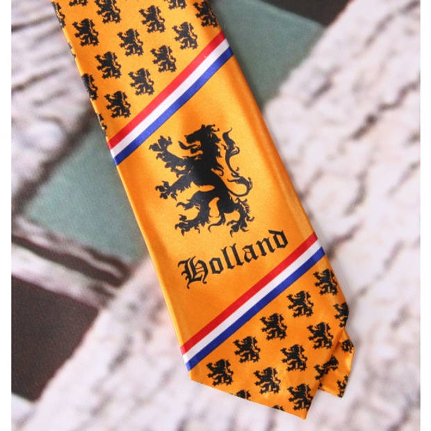 Oranje stropdas met Nederlandse afbeeldingen - Verkleedstropdassen