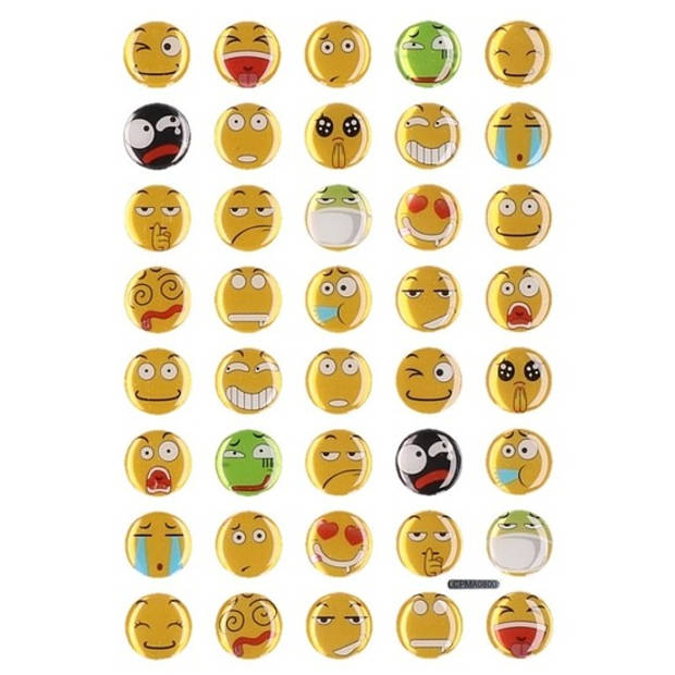 Gekleurde smiley 3d stickervel 40 stuks - Stickers