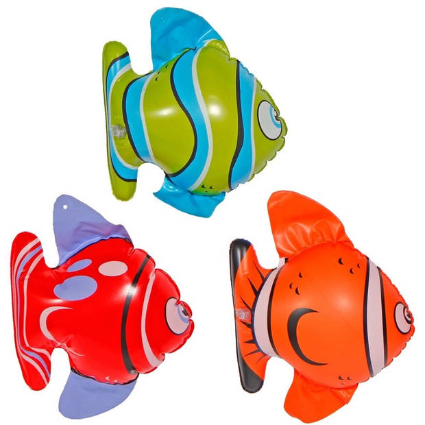 Set van 3x stuks opblaasbare vissen van 22 cm - Opblaasfiguren