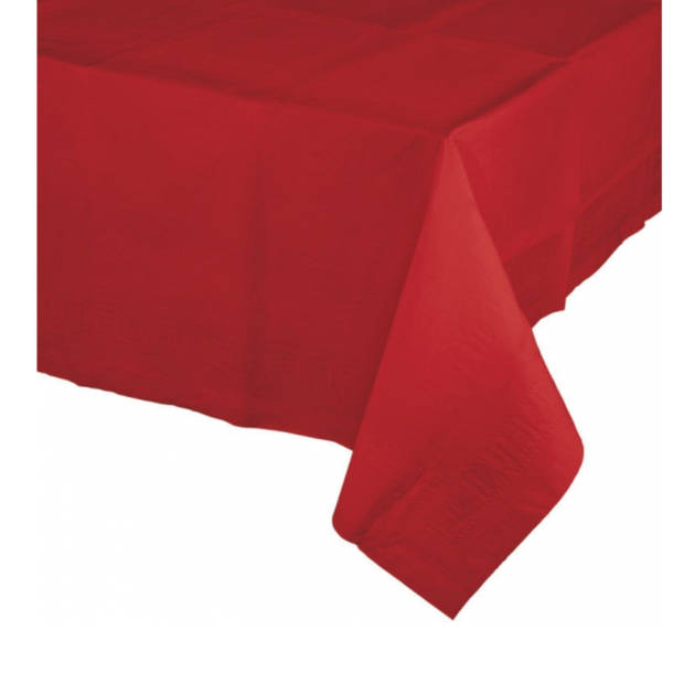 Rood tafelkleed 274 x 137 cm met rode tafelloper met glitters voor de kersttafel - Tafellakens