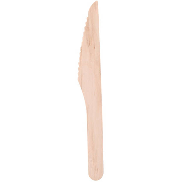 12x wegwerp houten messen 16cm voor bbq/verjaardag - Feestbestek