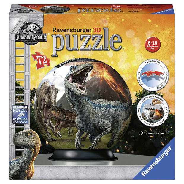 Ravensburger 3D puzzelbal Jurrassic World: Fallen Kingdom - 72 stukjes