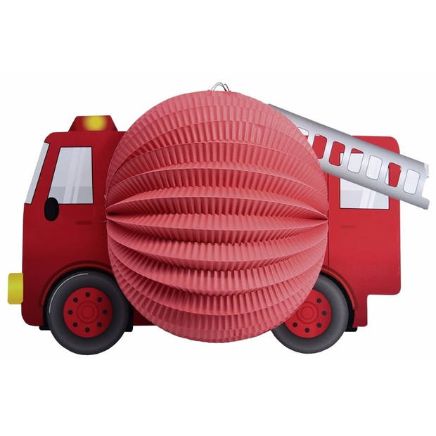Lampion rode brandweerauto 20 cm - Feestlampionnen
