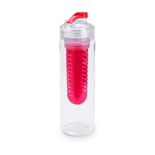 Water fles met fruitfilter rood 700 ml - Drinkflessen