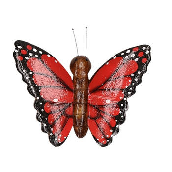 Houten magneet in de vorm van een rode vlinder - Magneten