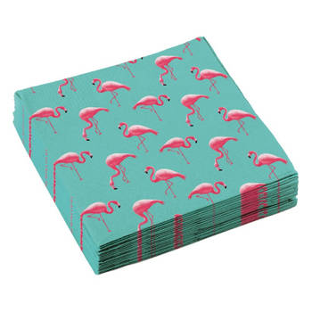 20x Flamingo feest servetten 33cm - Feestservetten