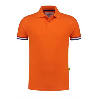 Oranje katoenen polo met Nederlandse vlag voor heren 2XL - Feestshirts