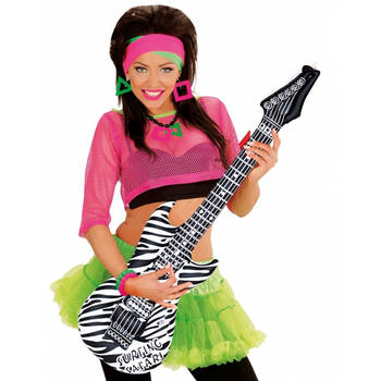 Opblaasbare gitaar muziekinstrument - zebra print - rockers - plastic - 105 cm - Opblaasfiguren