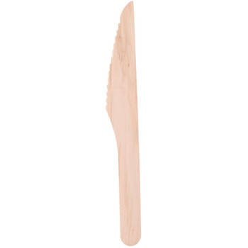 12x wegwerp houten messen 16cm voor bbq/verjaardag - Feestbestek