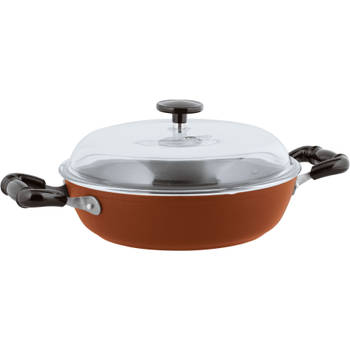 Sambonet - Sambonet Vintage Sauteerpan met Deksel Ø 24 cm - Aluminium - Rood