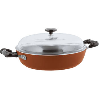 Sambonet - Sambonet Vintage Sauteerpan met Deksel Ø 28 cm - Aluminium - Rood