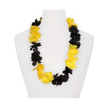 Hawaii krans geel/zwart - Verkleedkransen