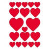 57x hartjes love stickers 1 tot 4 cm - plank stickers - rood - liefde/valentijnsdag - Stickers
