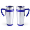 2x stuks rVS thermosbeker/warm houd koffiebeker blauw 500 ml - Thermosbeker