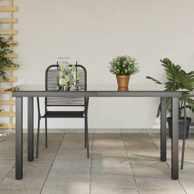 vidaXL Tuintafel 150x90x74 cm aluminium en glas zwart