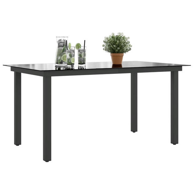 vidaXL Tuintafel 150x90x74 cm aluminium en glas zwart