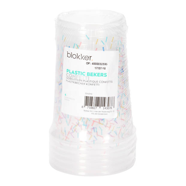 Blokker plastic beker confetti 6 stuks