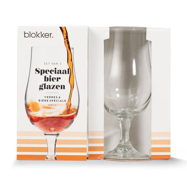 Blokker speciaalbier glazen - op voet - 40 cl - set van 2