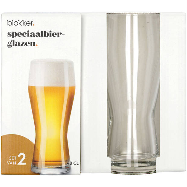 Blokker speciaalbier glazen - hoog - 40 cl - set van 2