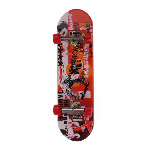 Johntoy vinger skateboard rood 7-delig 9 cm