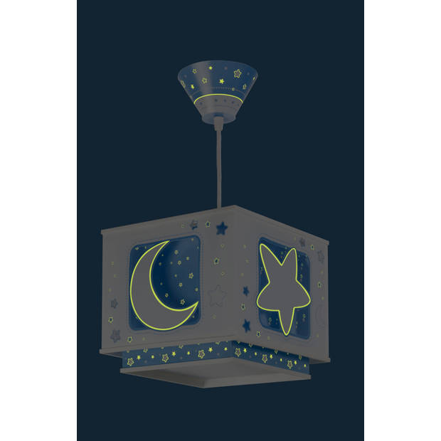 Dalber hanglamp Moonlight glow in the dark 24 cm blauw