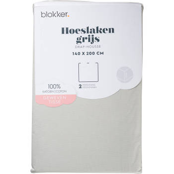 Blokker Hoeslaken Grijs 140x200