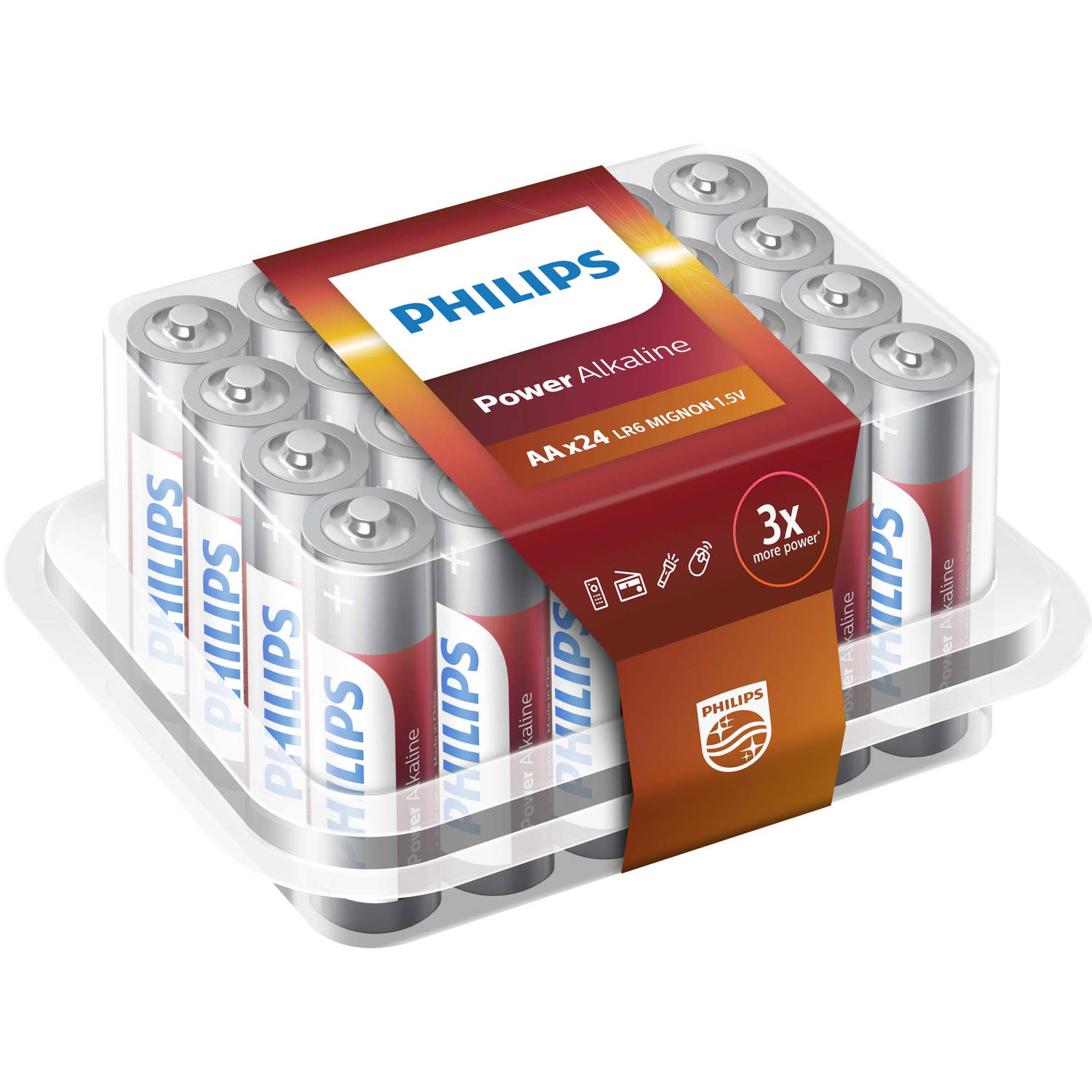 Philips batterijen AA Power Alkaline zilver-rood 24 stuks