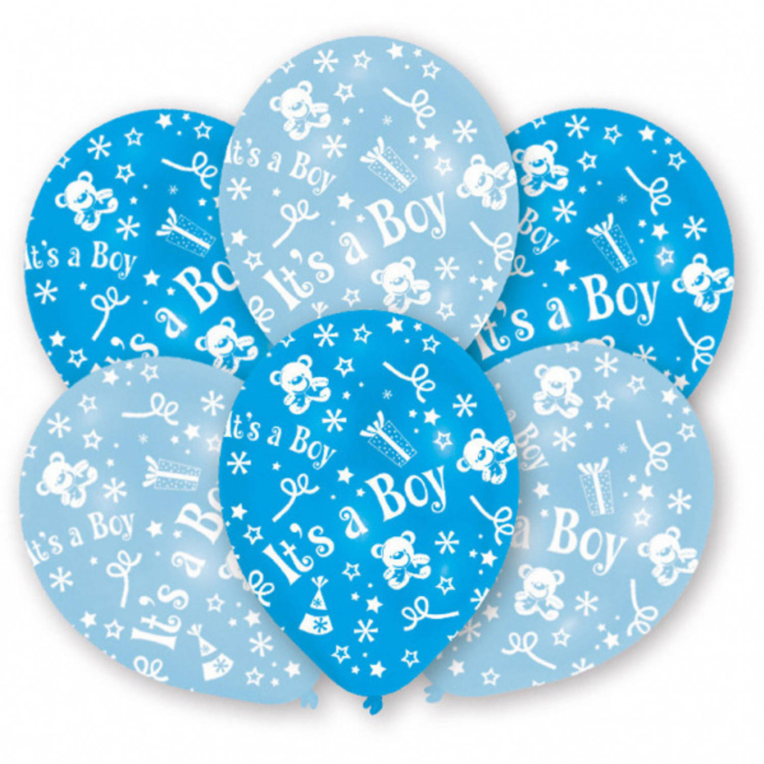 Amscan ballonnen It's A Boy 27,5 cm latex blauw/wit 6 stuks