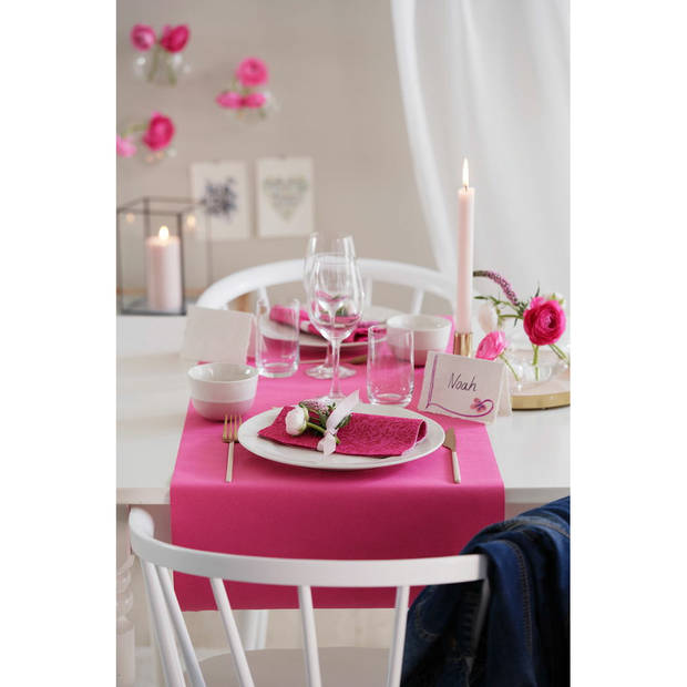 Cosy & Trendy Tafelloper - papier - fuchsia roze - 480 x 40 cm - Feesttafelkleden