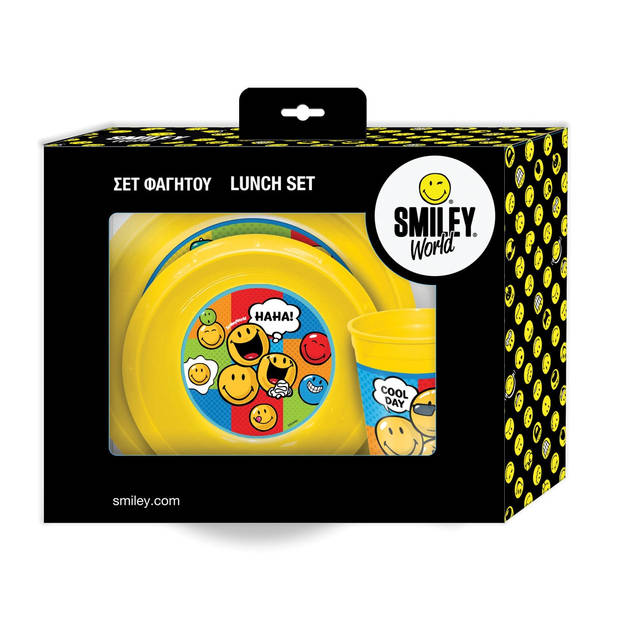 Smiley eetset geel 3-delig