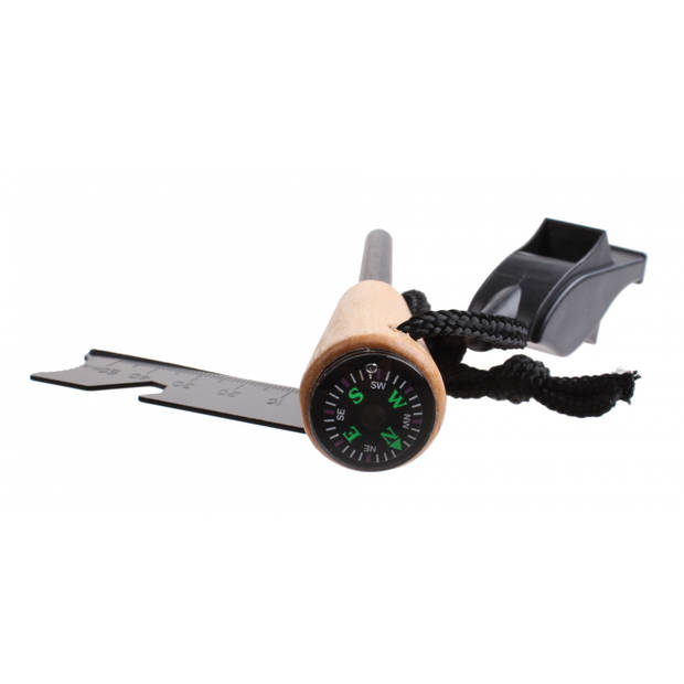 MacGyver firestarter met kompas en fluit 12,5 cm zwart
