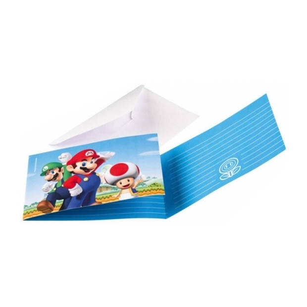 Super Mario uitnodigingen met enveloppe - Uitnodigingen
