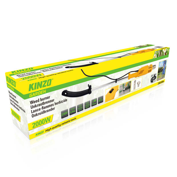Kinzo Elektrische onkruidbrander - RVS/oranje/zwart - 2000 Watt - met 2 brandkoppen