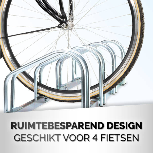 Dunlop fietsenrek voor vier fietsen 120 cm zilver