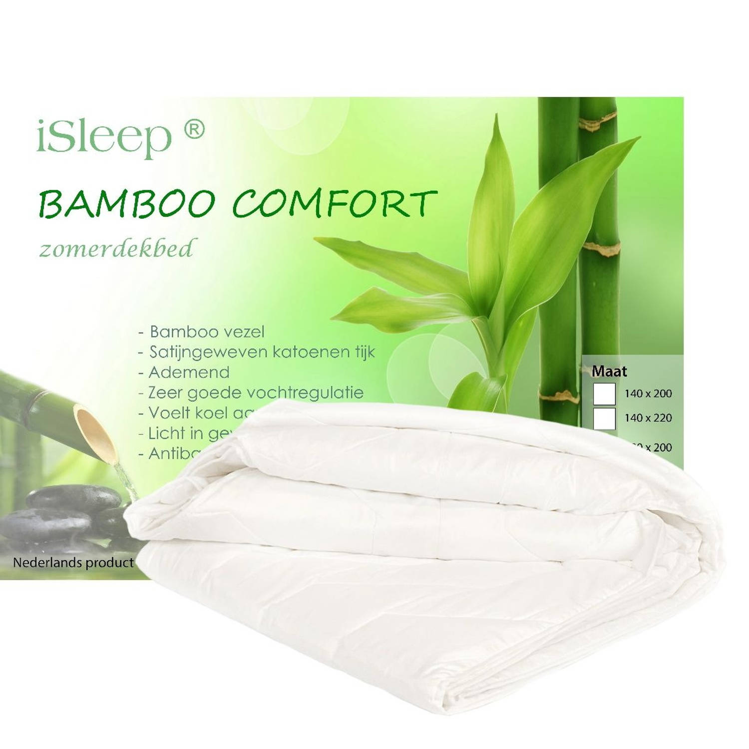 iSleep Zomerdekbed Bamboo Comfort - Tweepersoons - 200x200 cm